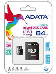 Карта памет Adata Micro SD 64GB Class 10 и адаптер 